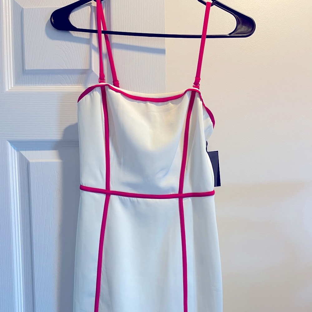 NBD White Mini Dress w/ Removable Pink Straps